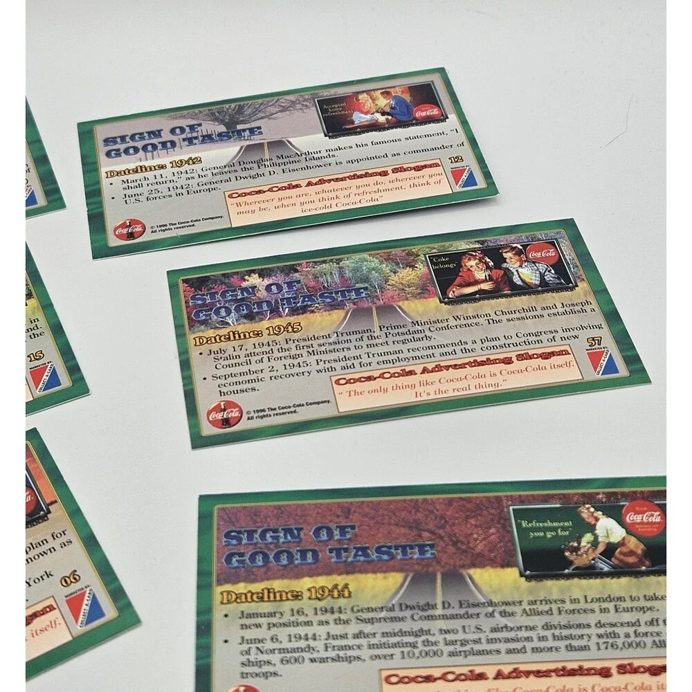Coca-Cola Sign of Good Taste 1996 Non-Sport Trading Card Lot 8 Vintage